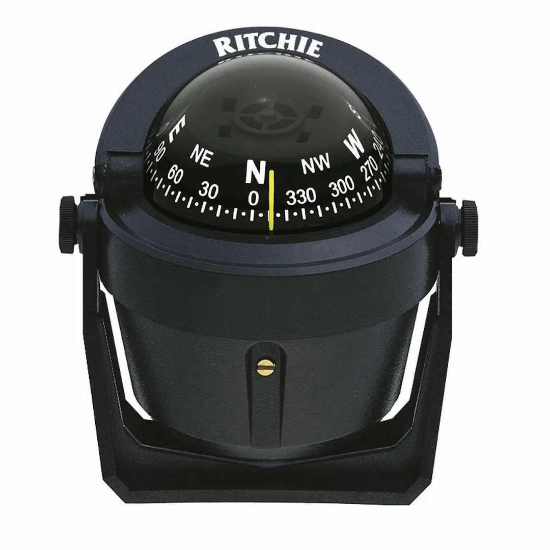 B-51 – RITCHIE NAVI Compass, Black 12 Volt Green Light Bracket Mount 2-3/4 Inch Direct Read Dial 4-9/16 Inch Width x ...